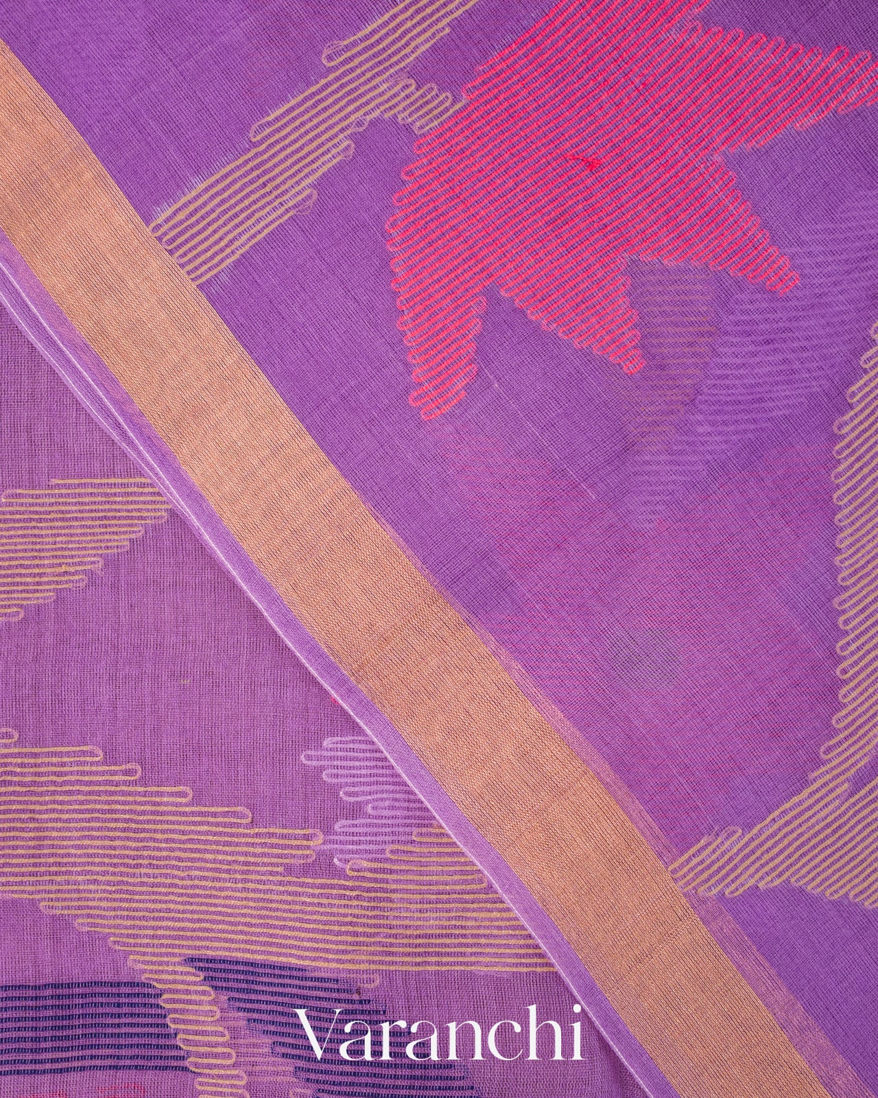Violet Jamdani Pure Muslin Silk Handloom Saree