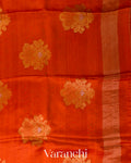 Bright Orange Jamdani Pure Mulberry Silk Handloom Saree