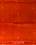 Bright Orange Jamdani Pure Mulberry Silk Handloom Saree