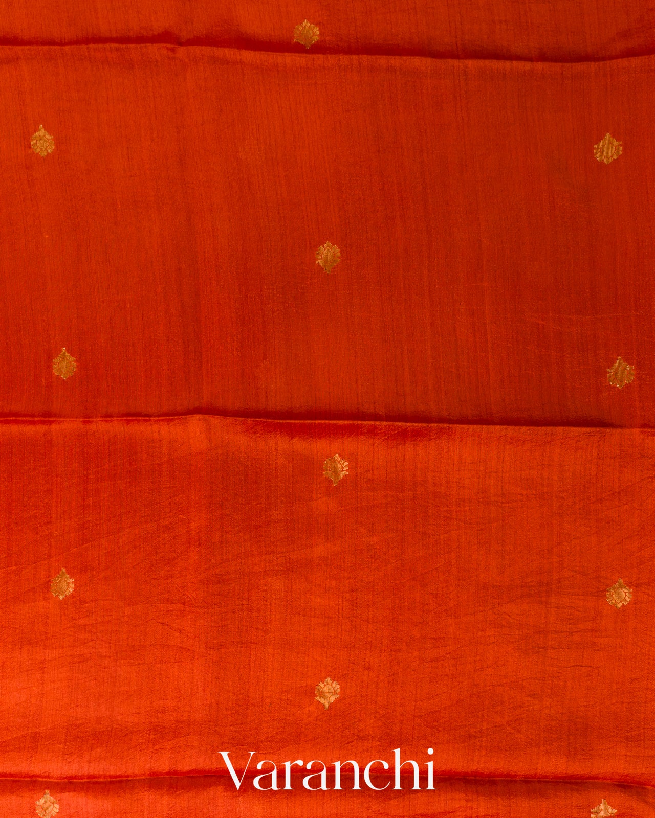Bright Orange Jamdani Pure Mulberry Silk Handloom Saree
