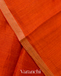 Bright Orange Jamdani Pure Mulberry Silk Handloom Saree