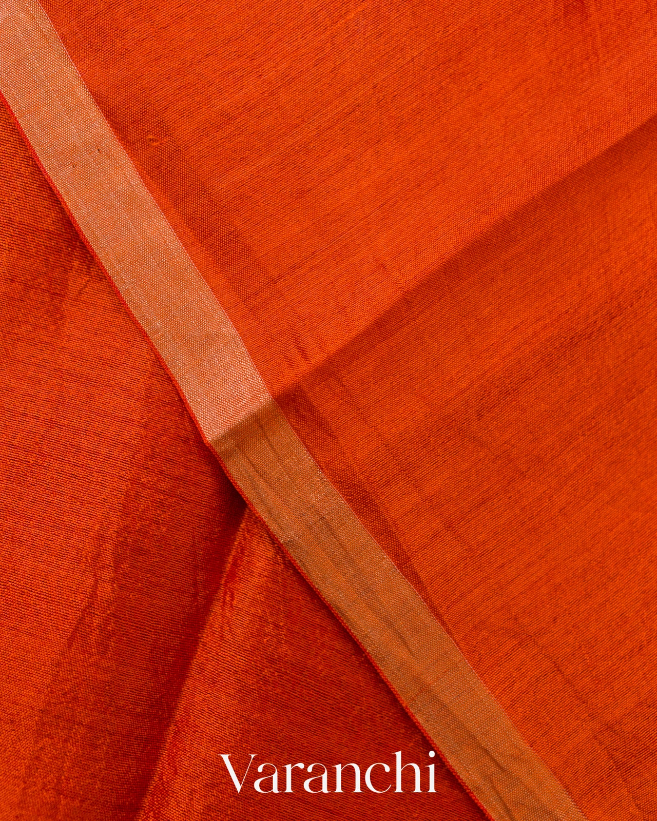 Bright Orange Jamdani Pure Mulberry Silk Handloom Saree