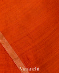 Bright Orange Jamdani Pure Mulberry Silk Handloom Saree