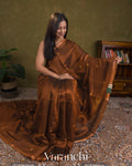 Choclate Brown Jamdani Pure Mulberry Silk Handloom Saree