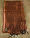 Choclate Brown Jamdani Pure Mulberry Silk Handloom Saree