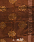 Choclate Brown Jamdani Pure Mulberry Silk Handloom Saree
