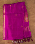 Deep Magenta Jamdani Pure Mulberry Silk Handloom Saree