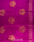 Deep Magenta Jamdani Pure Mulberry Silk Handloom Saree