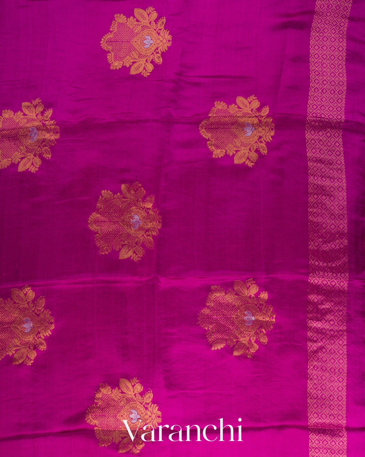 Deep Magenta Jamdani Pure Mulberry Silk Handloom Saree