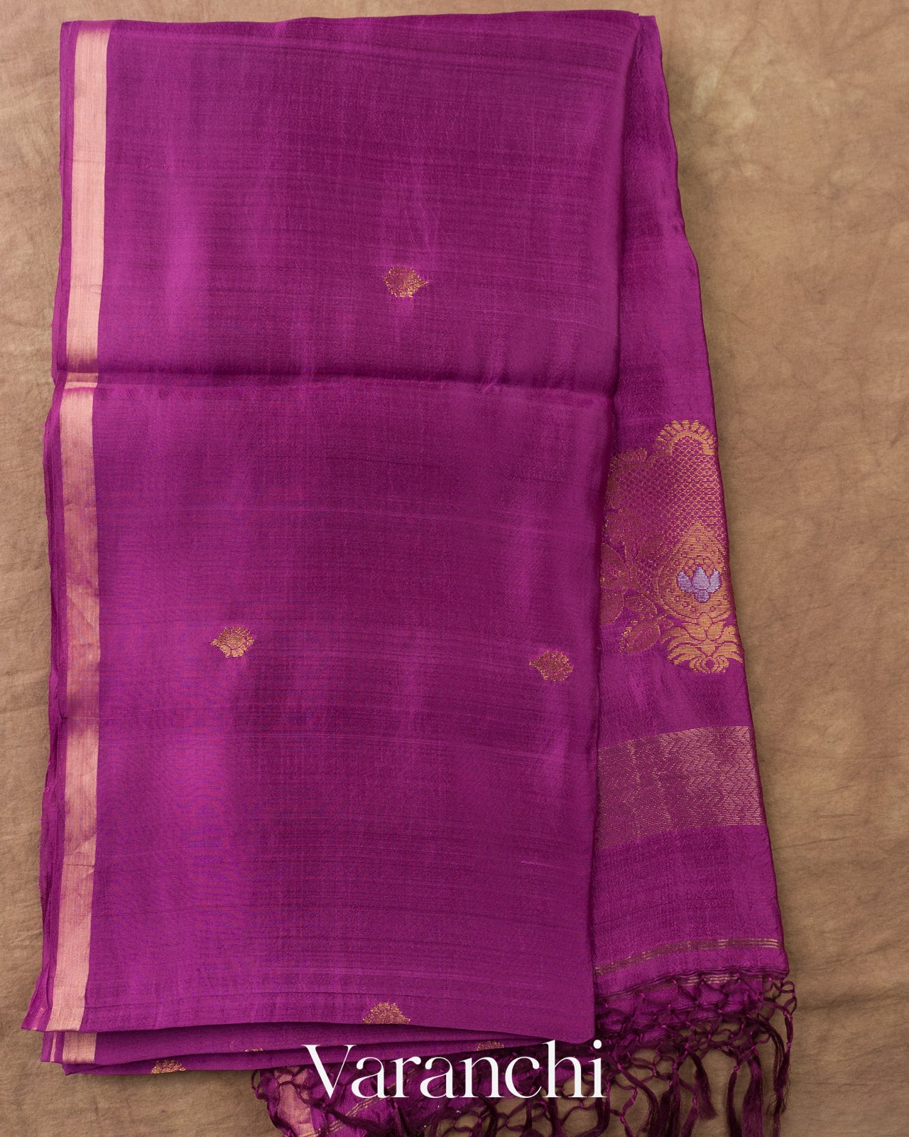 Deep Magenta Jamdani Pure Mulberry Silk Handloom Saree