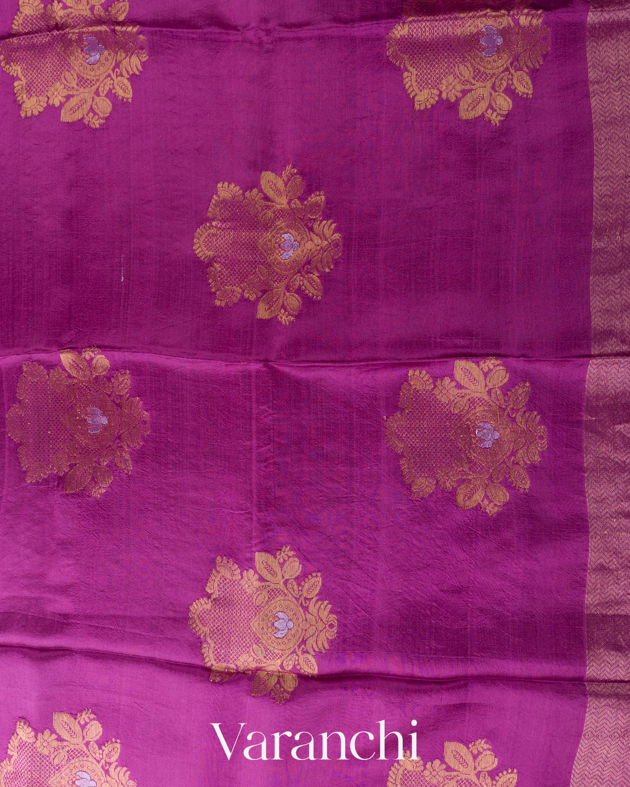Deep Magenta Jamdani Pure Mulberry Silk Handloom Saree