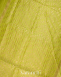Lime Green with Sequin Embroidery Pure Muslin Silk Handloom Saree