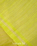Lime Green with Sequin Embroidery Pure Muslin Silk Handloom Saree