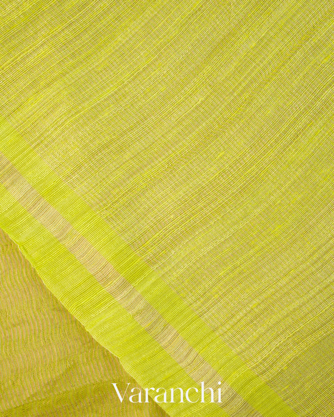 Lime Green with Sequin Embroidery Pure Muslin Silk Handloom Saree