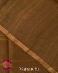 Coffee Brown Jamdani Pure Silk Linen Handloom Saree