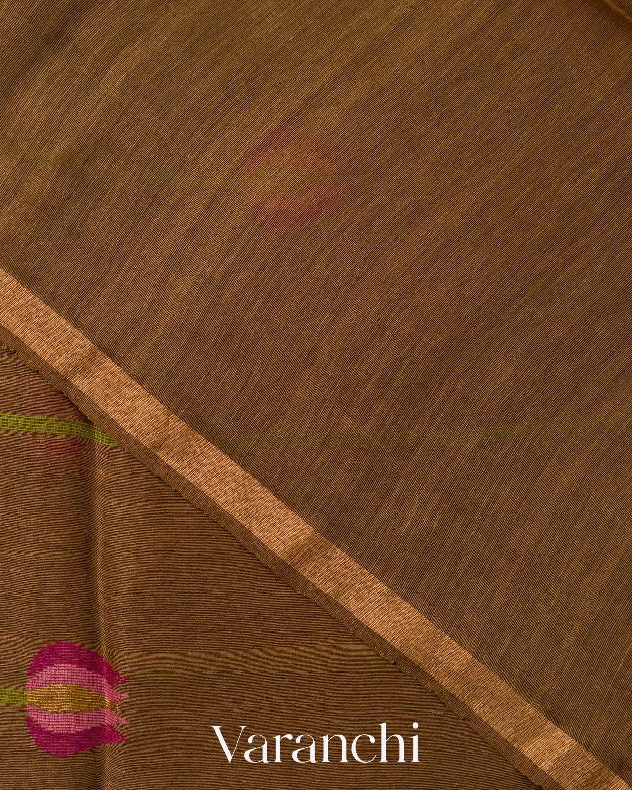 Coffee Brown Jamdani Pure Silk Linen Handloom Saree