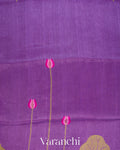 Violet Lotus Jamdani Pure Silk Linen Handloom Saree