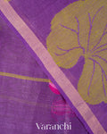 Violet Lotus Jamdani Pure Silk Linen Handloom Saree