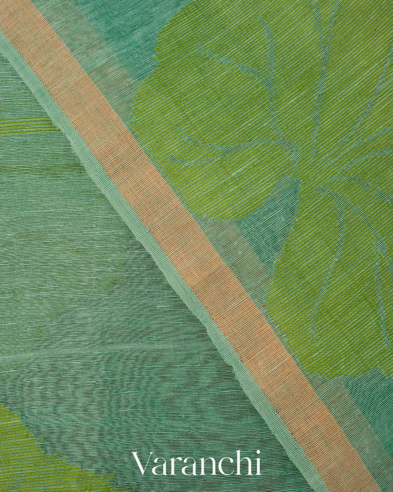 Sea Blue Lotus Jamdani Pure Silk Linen Handloom Saree