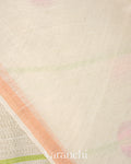 Off White Jamdani Pure Silk Linen Handloom Saree