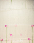 Off White Jamdani Pure Silk Linen Handloom Saree