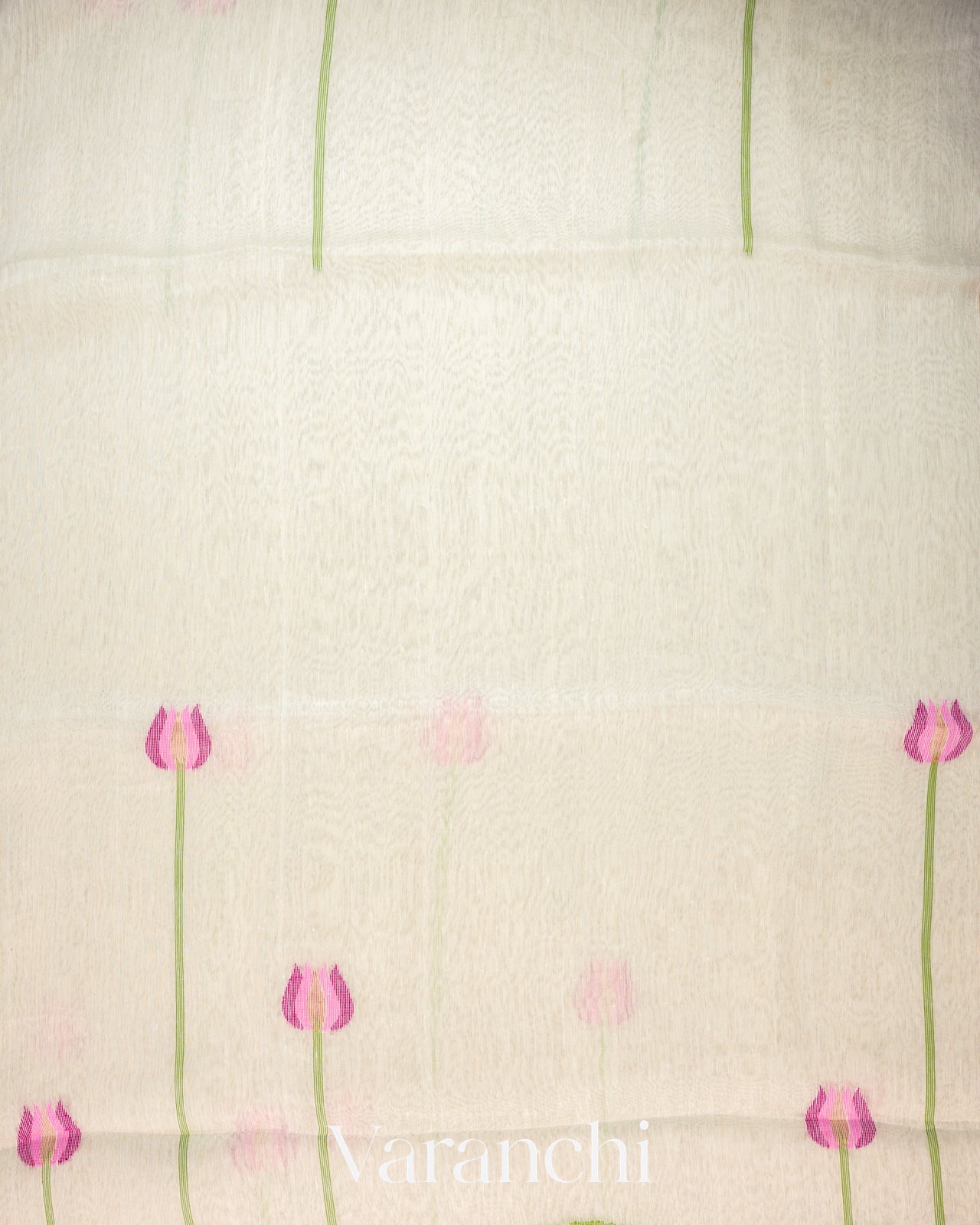 Off White Jamdani Pure Silk Linen Handloom Saree