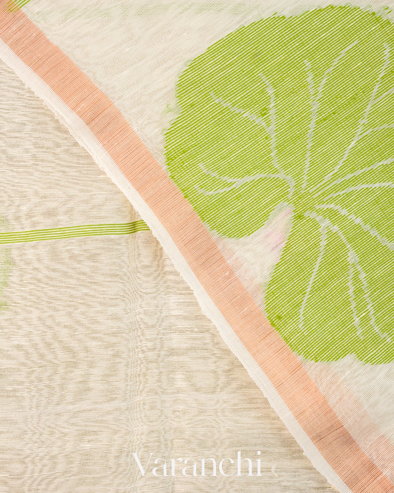Off White Jamdani Pure Silk Linen Handloom Saree
