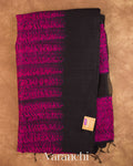 Magenta Zigzag Striped Print Pure Matka Silk Handloom Saree