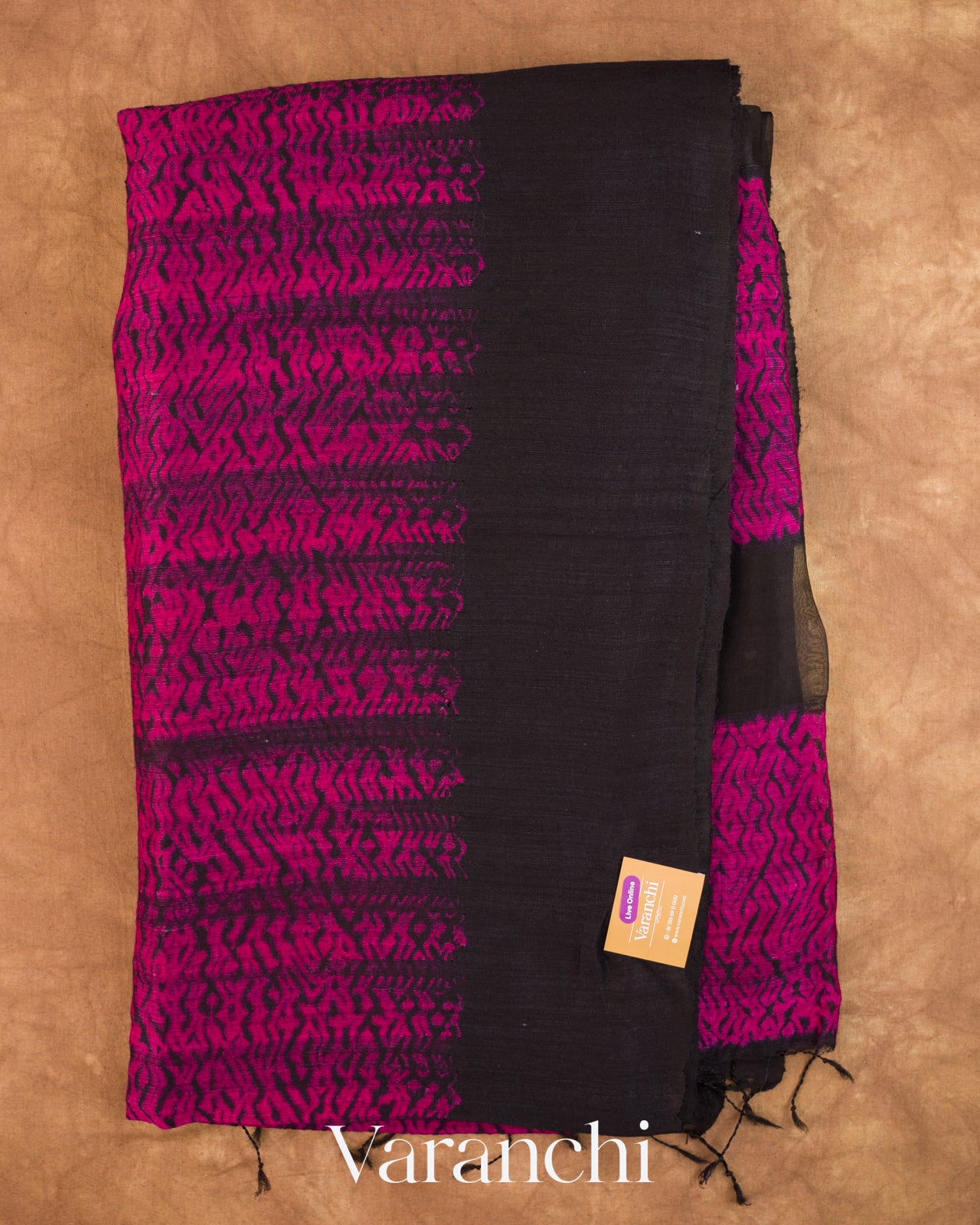 Magenta Zigzag Striped Print Pure Matka Silk Handloom Saree