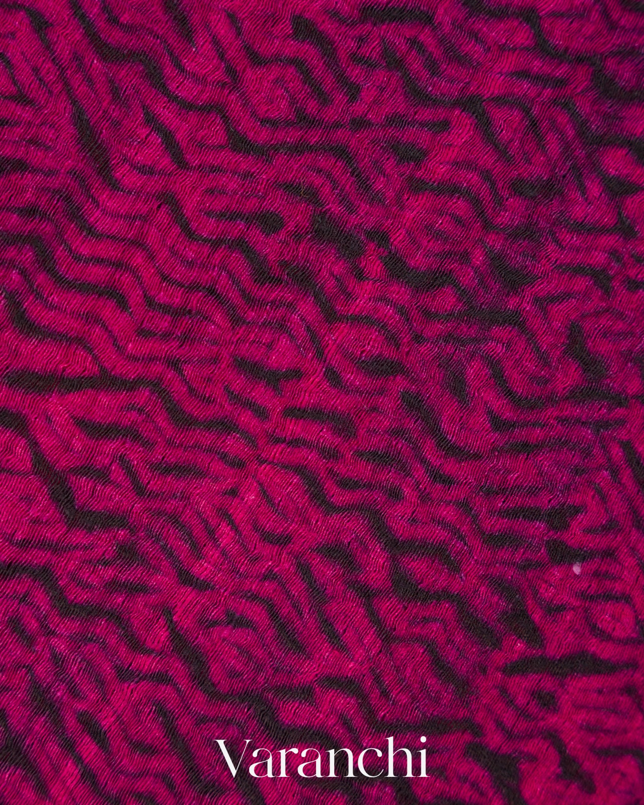 Magenta Zigzag Striped Print Pure Matka Silk Handloom Saree