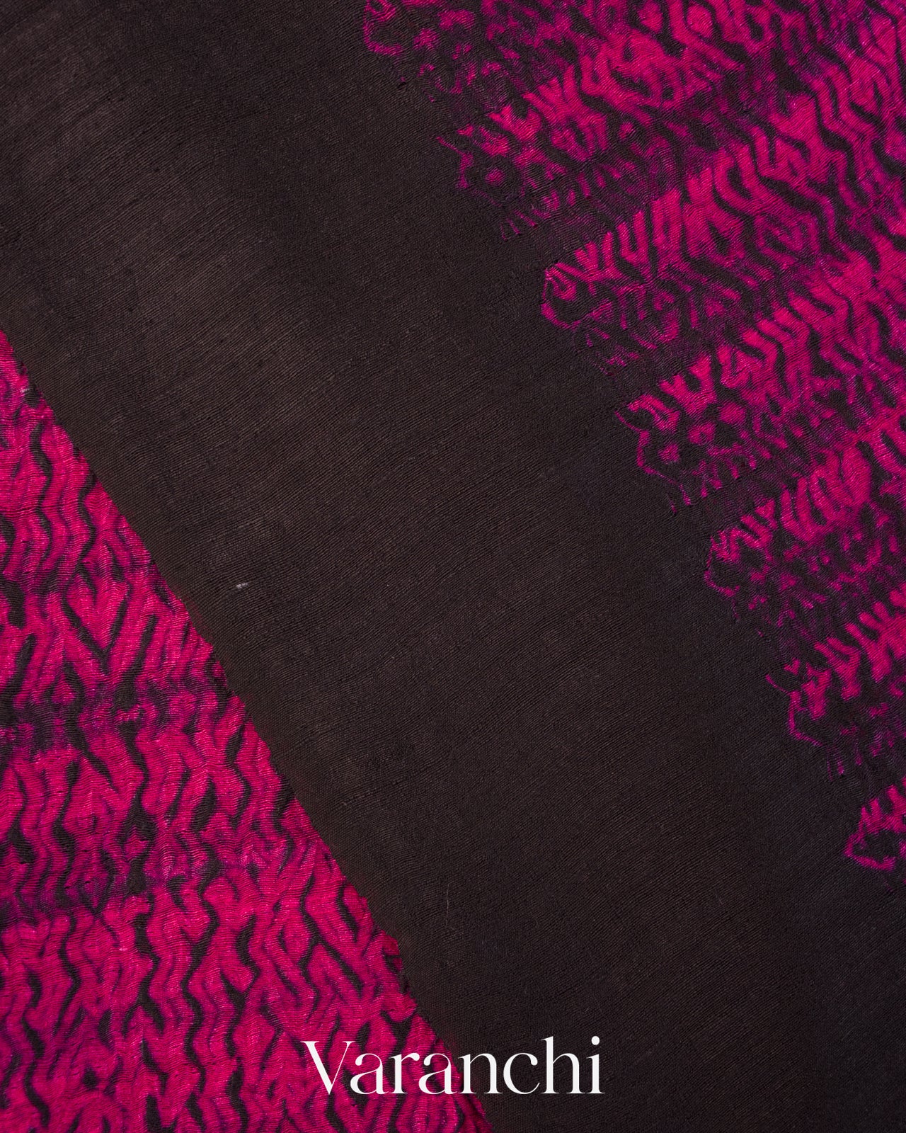 Magenta Zigzag Striped Print Pure Matka Silk Handloom Saree