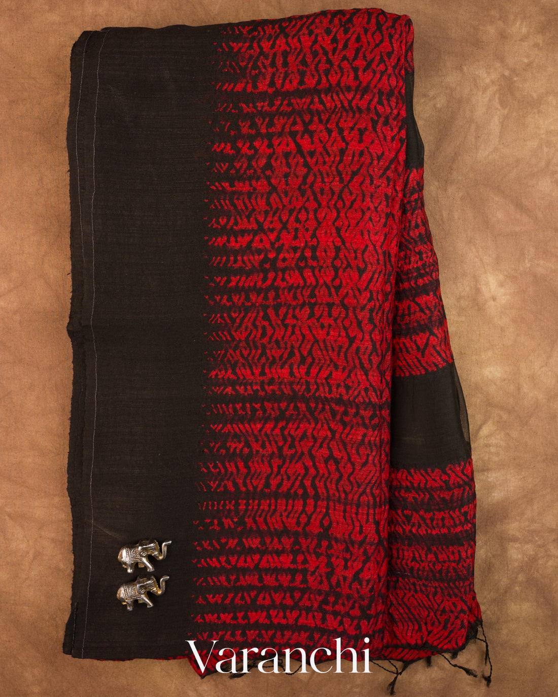 Black Zigzag Striped Pure Matka Silk Handloom Saree