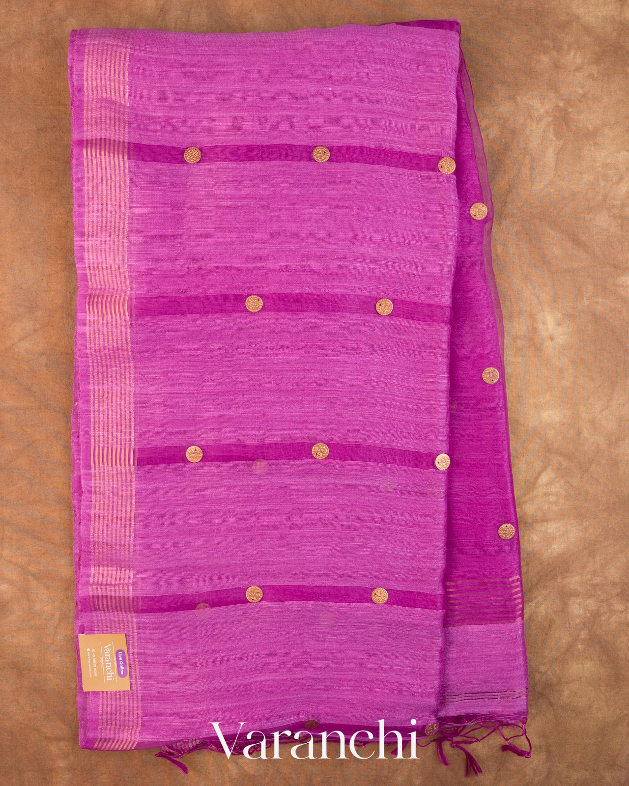 Magenta Sequin Pure Matka Silk Handloom Saree