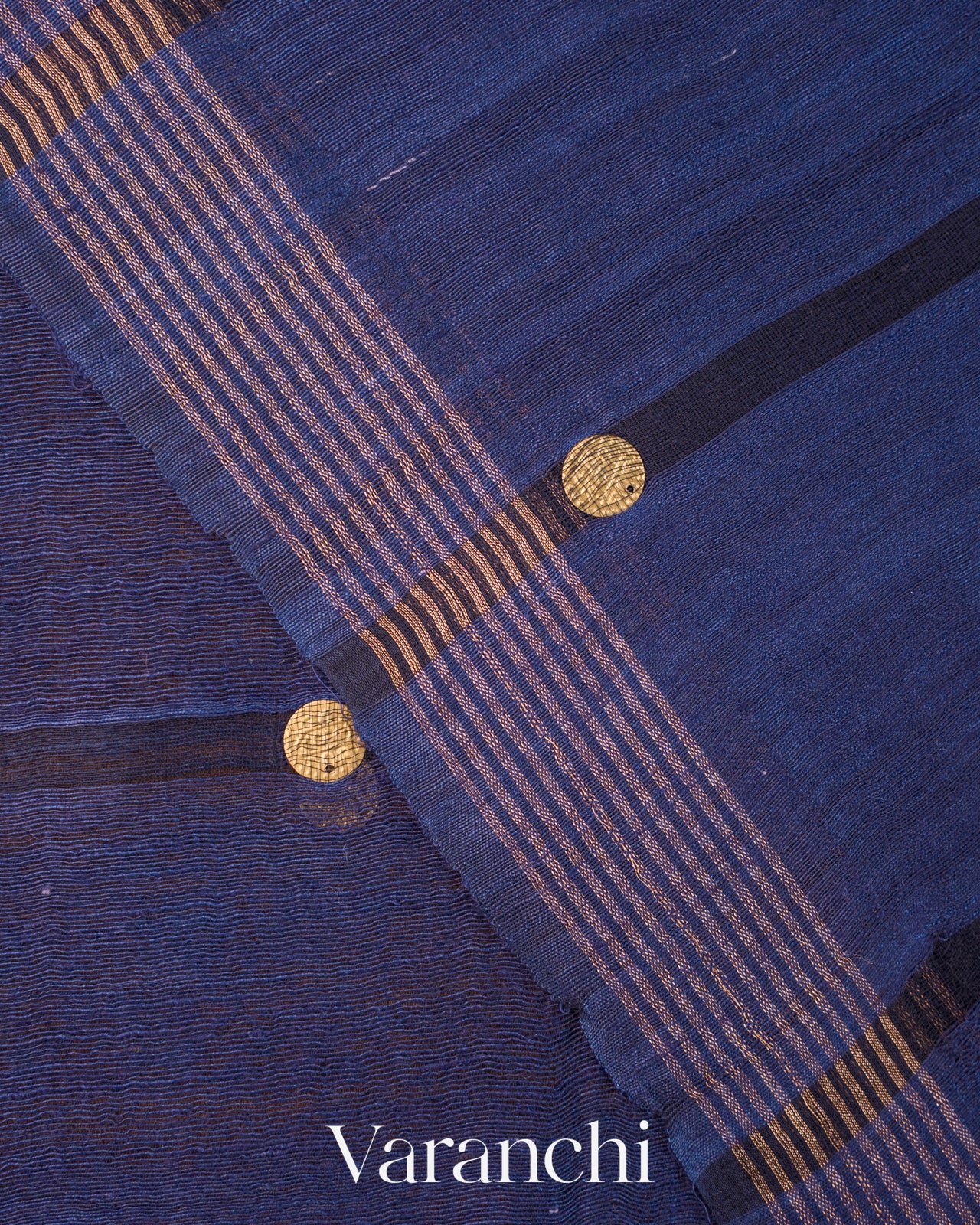 Navy Blue Sequin Pure Matka Silk Handloom Saree
