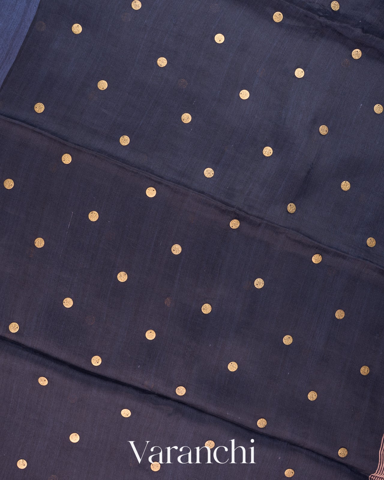 Navy Blue Sequin Pure Matka Silk Handloom Saree