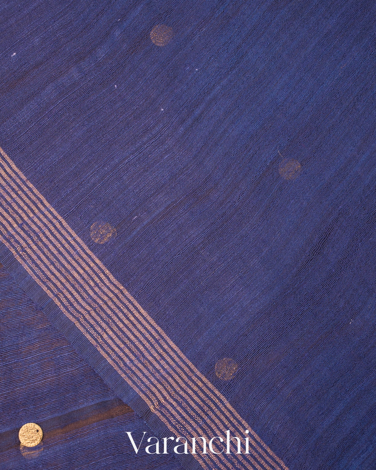 Navy Blue Sequin Pure Matka Silk Handloom Saree