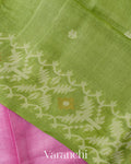 Baby Pink Jamdani Pure Tussar Silk Handloom Saree