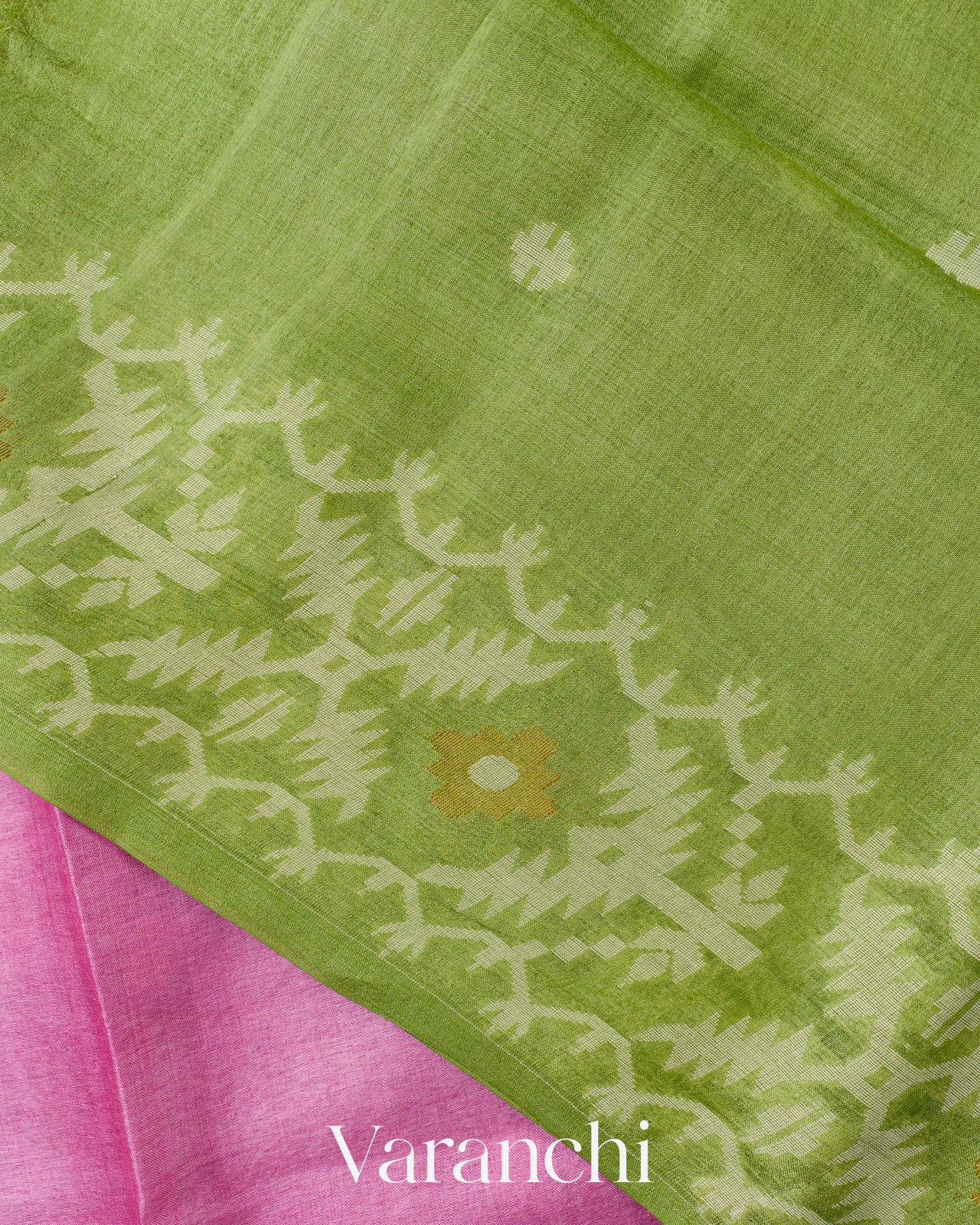 Baby Pink Jamdani Pure Tussar Silk Handloom Saree