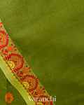Mehandi Green Jamdani Pure Tussar Silk Handloom Saree