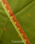 Mehandi Green Jamdani Pure Tussar Silk Handloom Saree