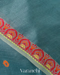 Powder Blue Jamdani Pure Tussar Silk Handloom Saree