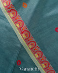 Powder Blue Jamdani Pure Tussar Silk Handloom Saree