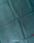 Powder Blue Jamdani Pure Tussar Silk Handloom Saree