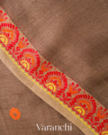 Earthy Brown Jamdani Pure Tussar Silk Handloom Saree