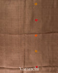 Earthy Brown Jamdani Pure Tussar Silk Handloom Saree