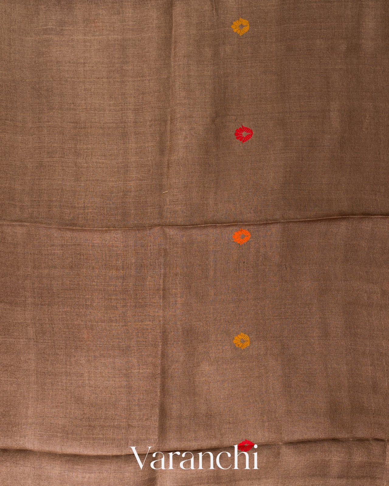 Earthy Brown Jamdani Pure Tussar Silk Handloom Saree