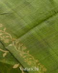 Olive Green Floral Jamdani Pure Tussar Silk Handloom Saree