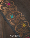 Black Jamdani Pure Tussar Silk Handloom Saree