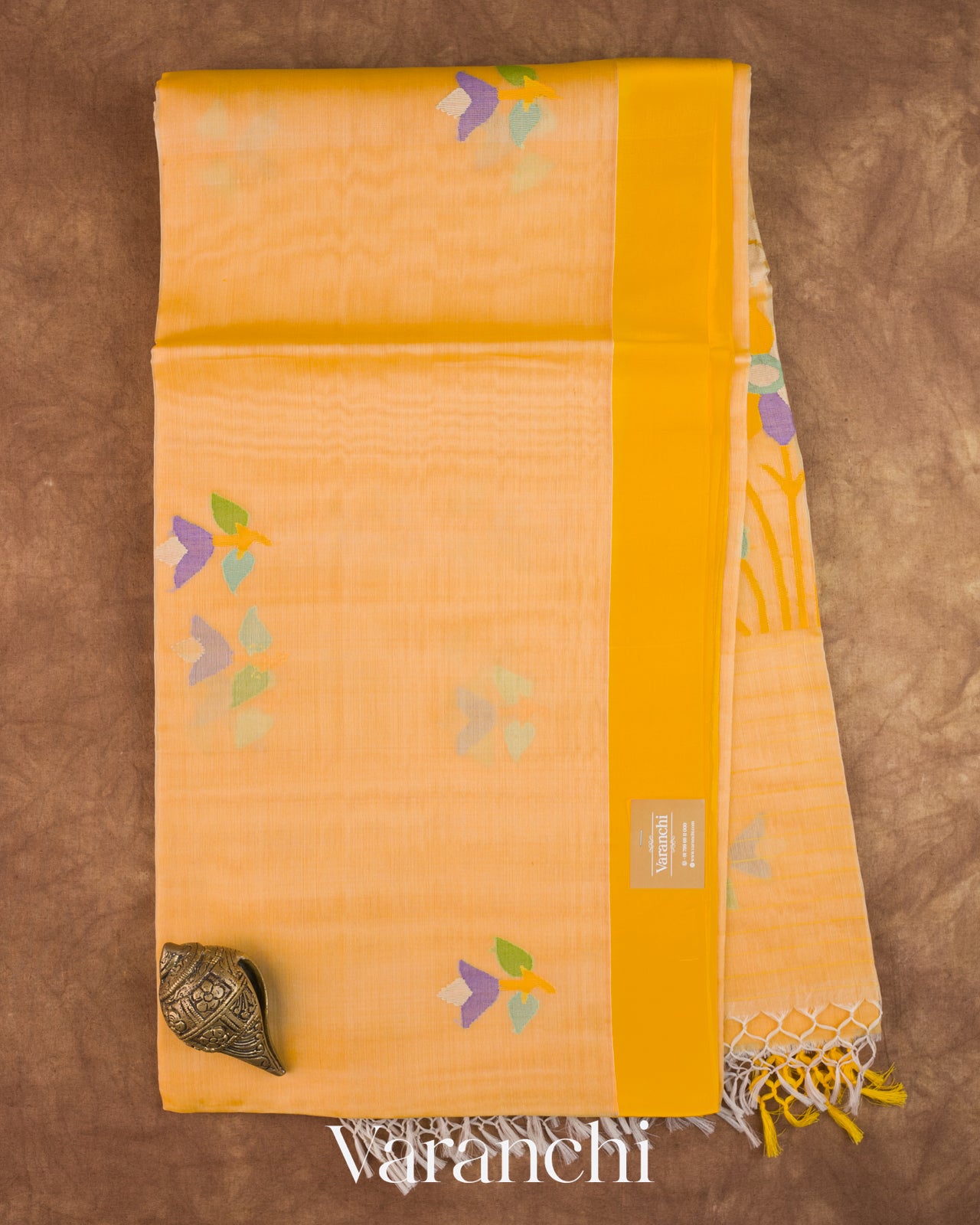 Deep Butter Yellow Jamdani Pure Muslin Silk Handloom Saree