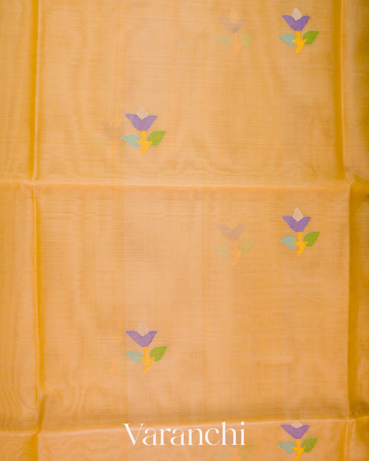 Deep Butter Yellow Jamdani Pure Muslin Silk Handloom Saree